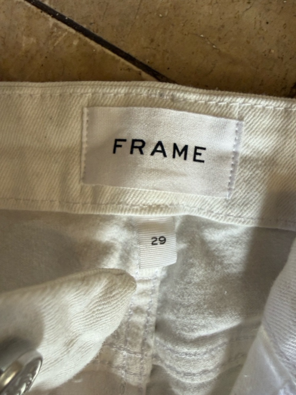 FRAME ladies white silver metallic Jean size 29 La crop mini boot cut. - Picture 3 of 13
